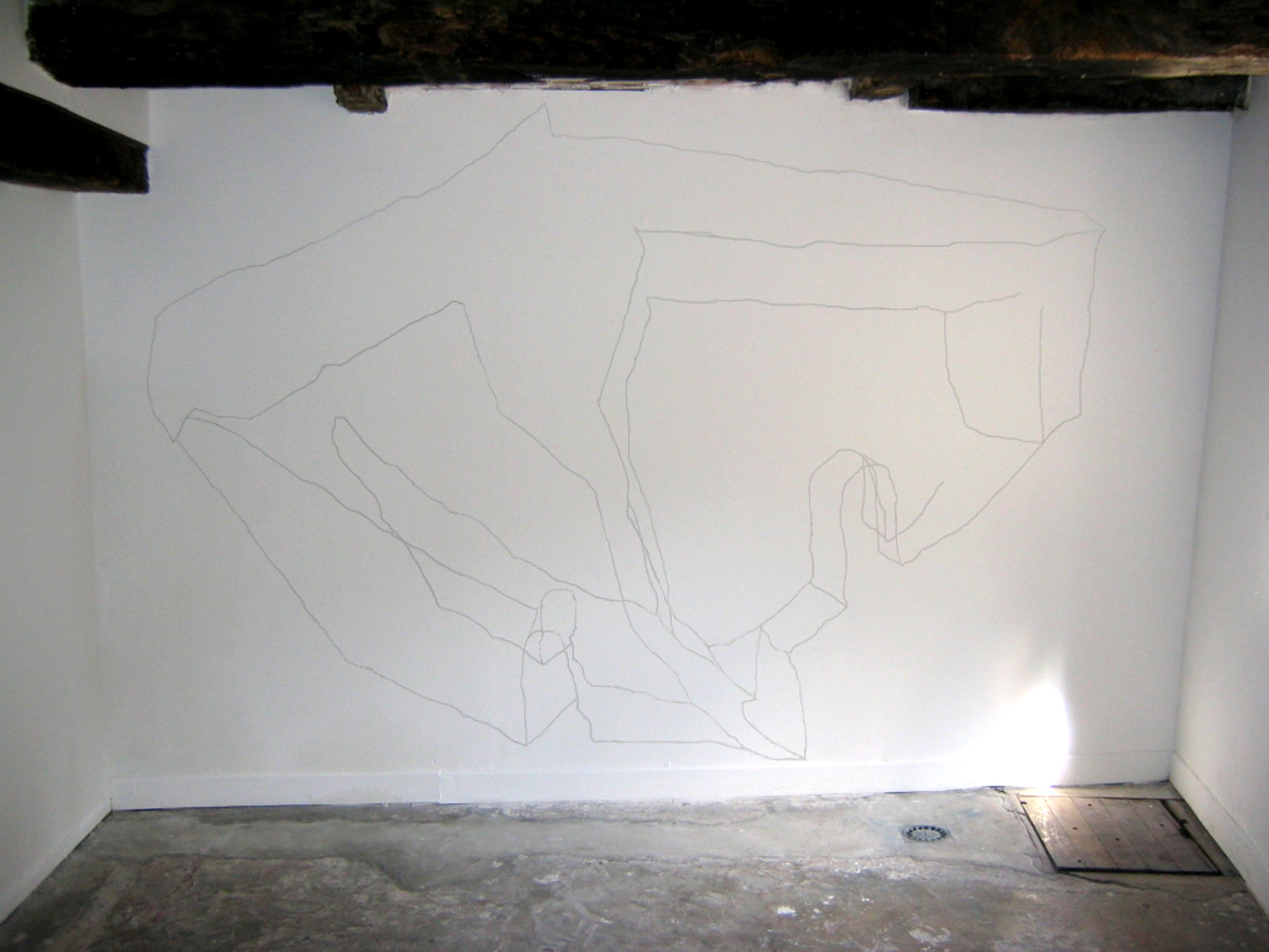 <i>lieu dit</i>, 2006, dessin mural, graphite, 230x350cm